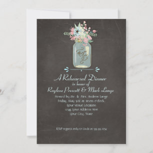 Invitation Fleurs de tableau noir Rustique Mason Jar Floral m