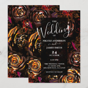 Invitation Fleurs de teinte automnale de jardin sombre Mariag