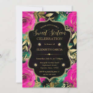 Invitation Fleurs de teinte violette et sarcelle à l'aquarell