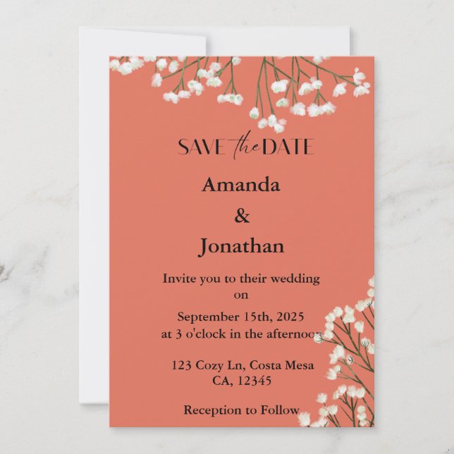 Invitation Fleurs de terrain en terre cuite Mariage Enregistr (Devant)