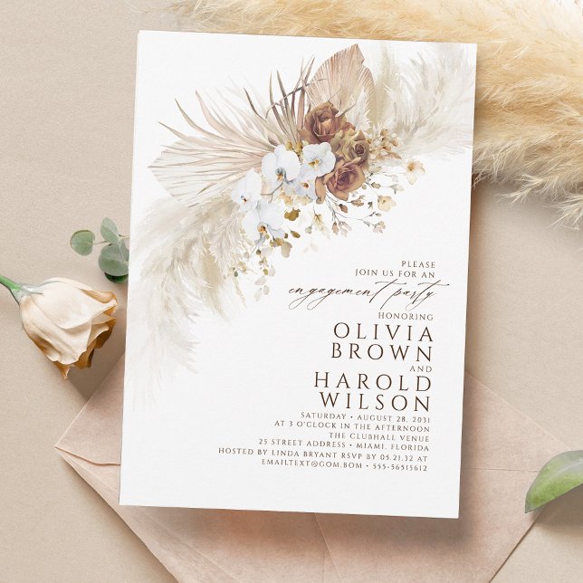 Invitation Fleurs de terre et de blanc Boho Engagement Party (Créateur téléchargé)