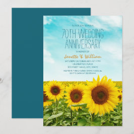 Invitation Fleurs de tournesol rustique pour les 70 ans de ma