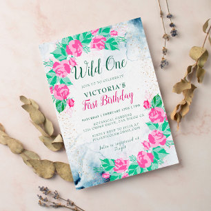 Invitation Fleurs de tourniquet rose Madagascar Anniversaire