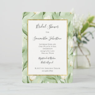 Invitation Fleurs de tulipes blanches vertes jolies pour la d