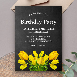 Invitation Fleurs de tulipes jaunes lumineuses pour une fête