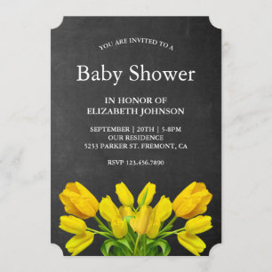 Invitation Fleurs de tulipes jaunes vives Baby Shower