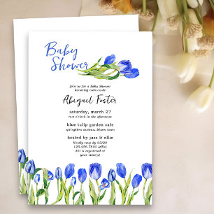 Invitation Fleurs de tulipes printanières pour Baby Shower Bl
