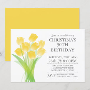 Invitation Fleurs de tulipes typographiques modernes Fête d'a