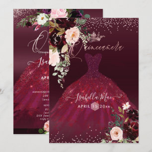 Invitation Fleurs de watercolor de Bourgogne pour les quinze 