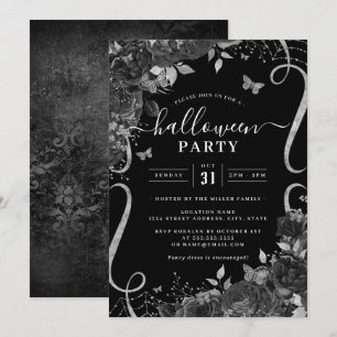 Invitation Fleurs défilantes Halloween Sombres Épiques Fête