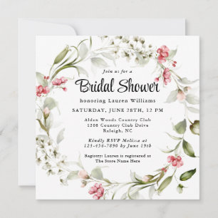 Invitation Fleurs délicates Aquarelle Fête des mariées floral