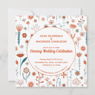 Invitation Fleurs d'été scandinaves Boho Soirée Mariage