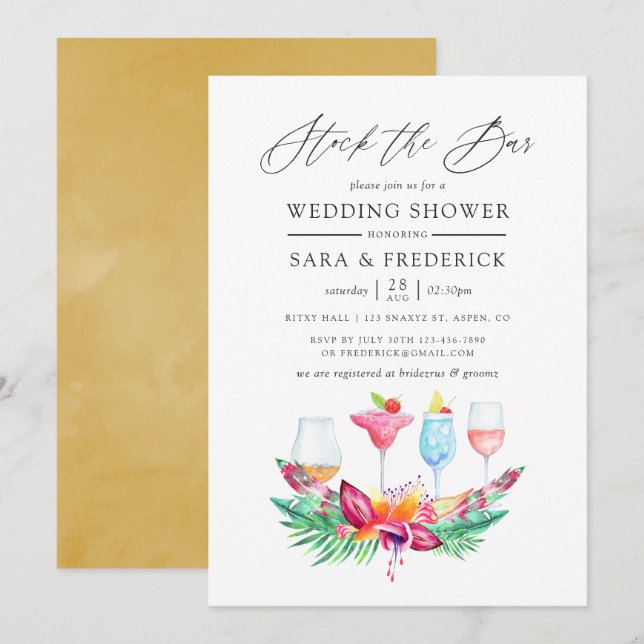 Invitation Fleurs d'été tropicales pour garnir le bar (Devant / Derrière)
