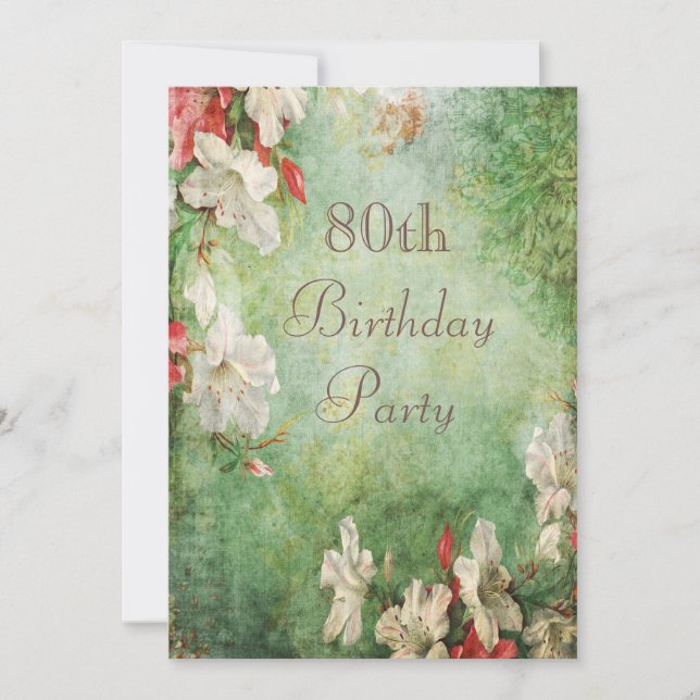 Invitation Fleurs d'hibiscus chic du 80e anniversaire du Shab (Devant)