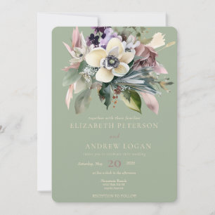 Invitation Fleurs d'hiver Mariage de vacances