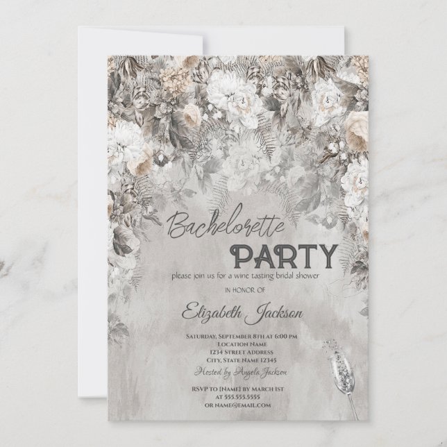 Invitation Fleurs d'hiver Wonderland Bachelorette (Devant)