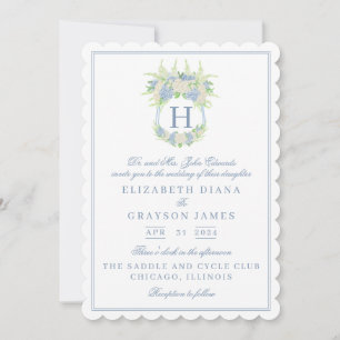 Invitation Fleurs d'hydrangea bleues et blanches à l'aquarell