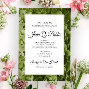 Invitation Fleurs d'Hydrangée Verte Célébration de la vie