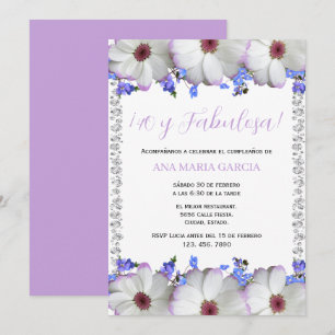Invitation Fleurs & Diamants 40e Anniversaire Espagnol