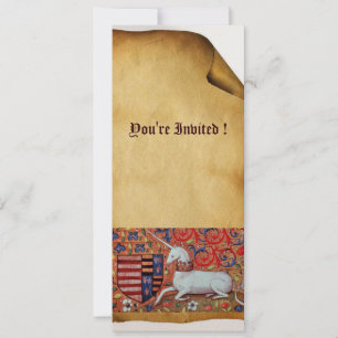 INVITATION FLEURS D'IMAGINAIRE MÉDIÉVAL UNICORN, PARCHEMENT F