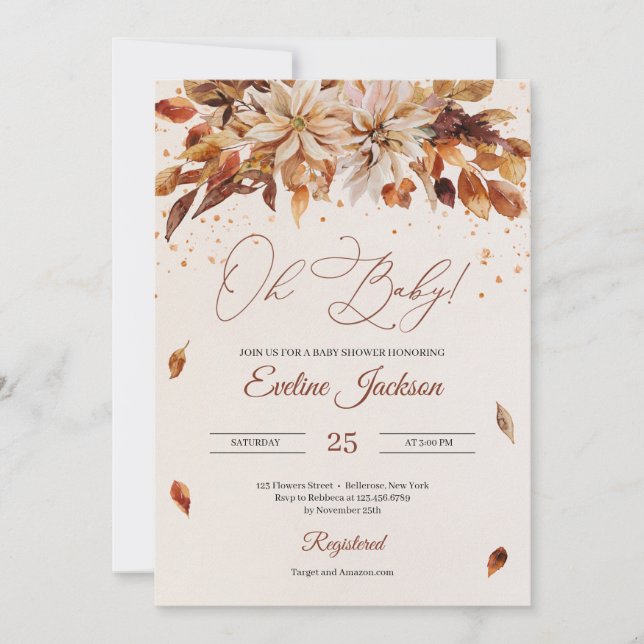 Invitation Fleurs d'orange marigold automne et automne (Devant)
