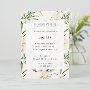 Invitation Fleurs d'orchidées blanches tropicales Anniversair