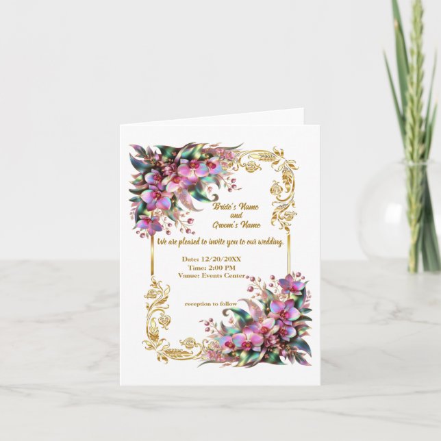 Invitation Fleurs d'orchidées élégantes et vibrantes Mariage (Devant)