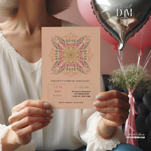 Invitation Fleurs Douce pêche kaléidoscopique Script Meilleur