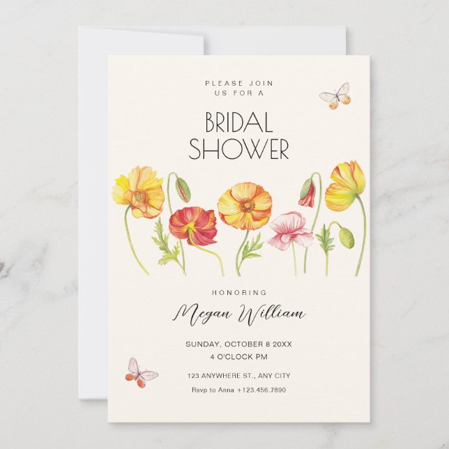 Invitation Fleurs douche nuptiale esthétique (Devant)