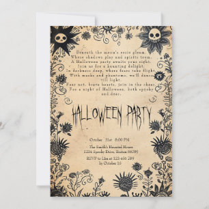 Invitation Fleurs éffrayantes Et Poème Halloween Party