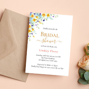 Invitation Fleurs Élégantes de Jardin Doré pour une Baby Show