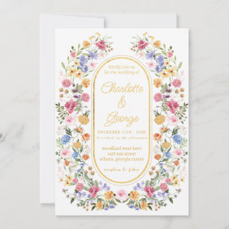 Invitation Fleurs Élégantes de Jardin pour Mariage