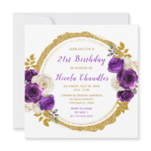 Fleurs élégantes d'or violet foncé Fête d'annivers