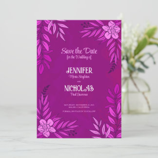 Invitation Fleurs élégantes et ornements Feuille pour Mariage