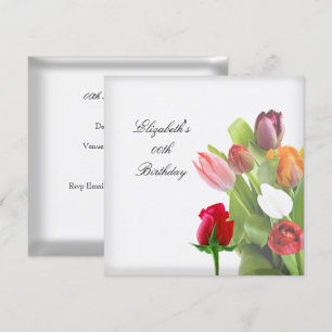 Invitation Fleurs Élégantes Fleuriste Fête d'Anniversaire