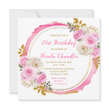 Fleurs élégantes or rose vif Anniversaire