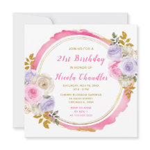 Fleurs élégantes rose et violet fête d'anniversair