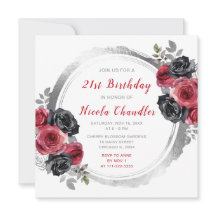 Fleurs élégantes rouge et argent Fête d'anniversai