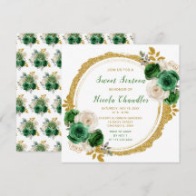 Fleurs élégantes Sweet sixteen vert foncé et or