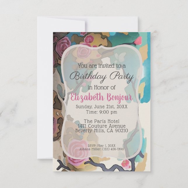 Invitation Fleurs en aquarelle OPTIONS DE PAPIER ET DE TAILLE (Dos)