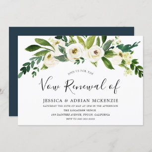 Invitation Fleurs en fleurs blanches Vow Renouvellement Invit