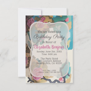Invitation Fleurs en PAPIER Aquarellé & OPTIONS DE TAILLE - R