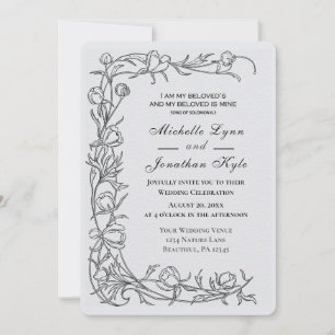 Invitation Fleurs esquissées tout en un Mariage chrétien