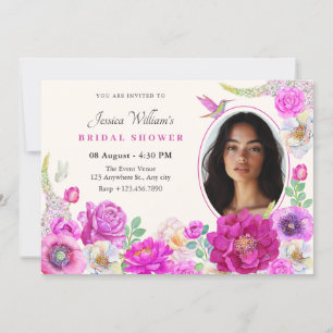 Invitation Fleurs esthétiques photo nuptiale douche