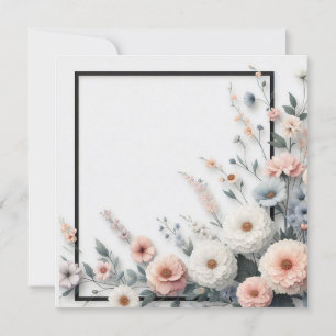Invitation Fleurs et bordure noire
