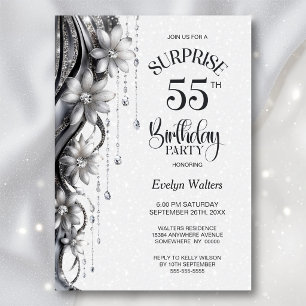Invitation Fleurs et Diamants Soirée d'anniversaire surprise