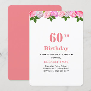 Invitation Fleurs et feuilles de laurier 40e, 60e anniversair
