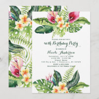 Fleurs et feuilles tropicales Fête d'anniversaire
