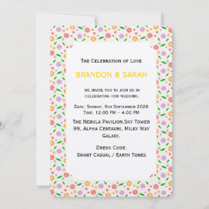 Invitation Fleurs et feuilles vibrantes de printemps
