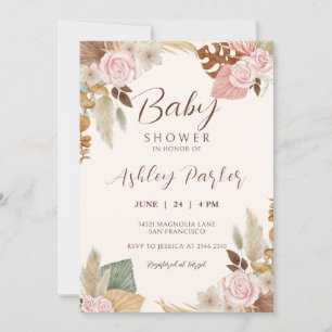 Invitation Fleurs et Grass Pampas